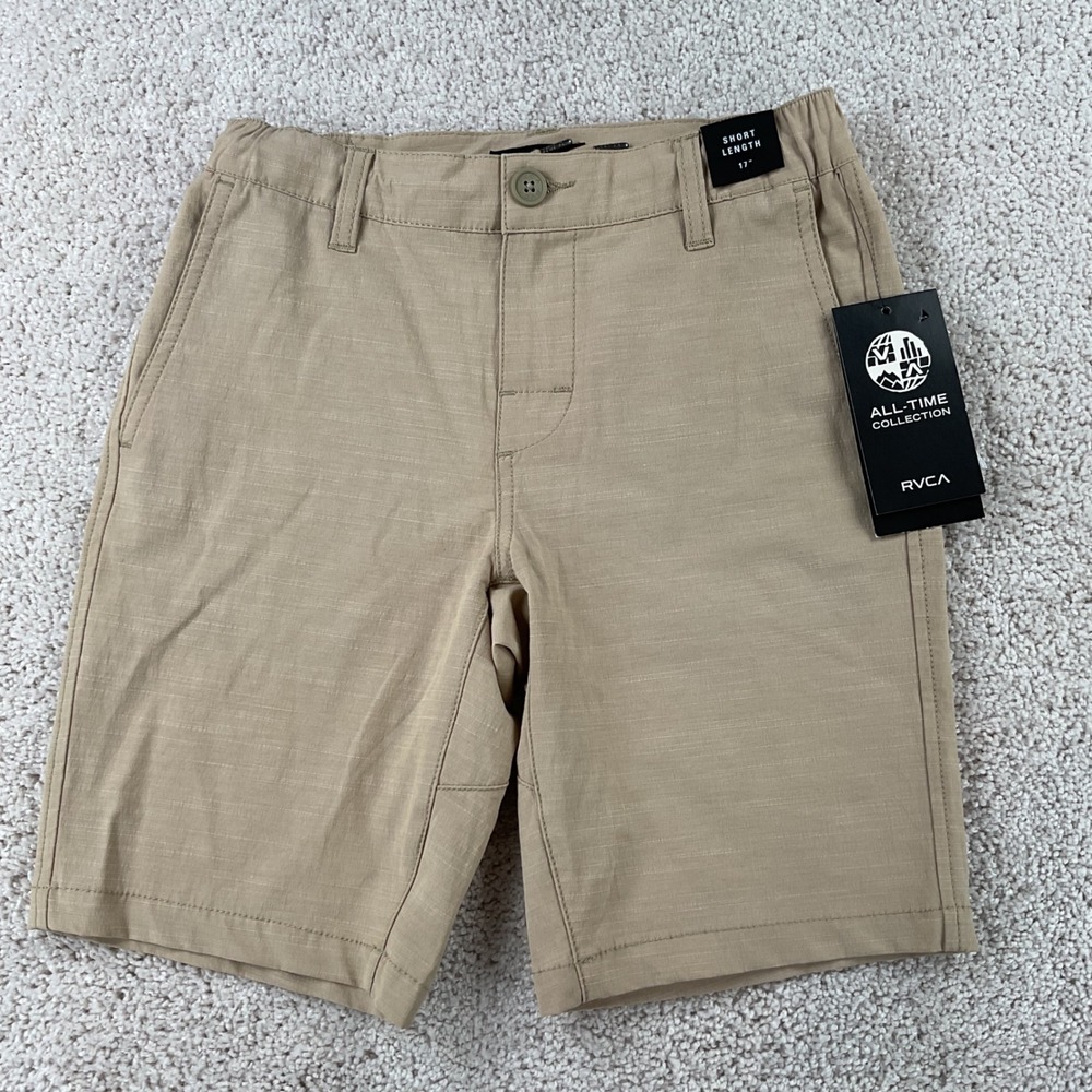 RVCA Boys All Time Coastal Solid Hybrid Shorts Khaki Size 23 B206QRCO New Tag